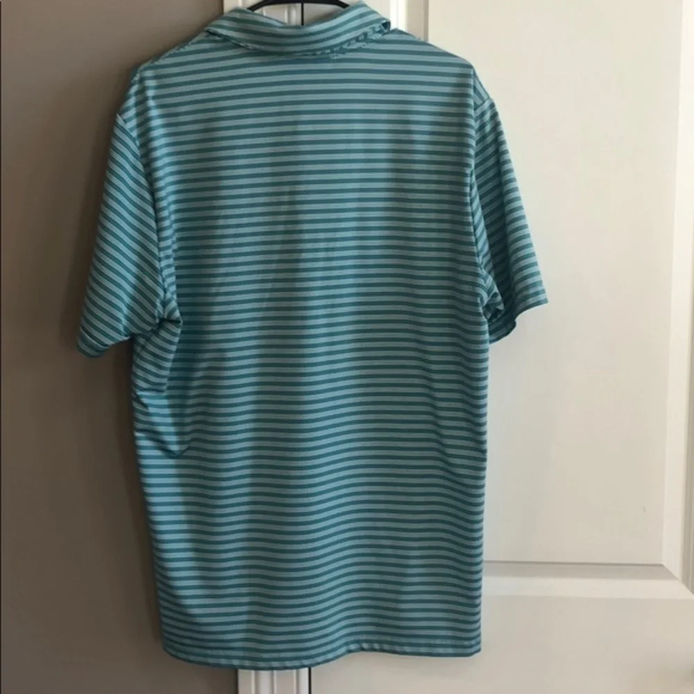 Adidas Green‎ and White Striped Polo Size Large